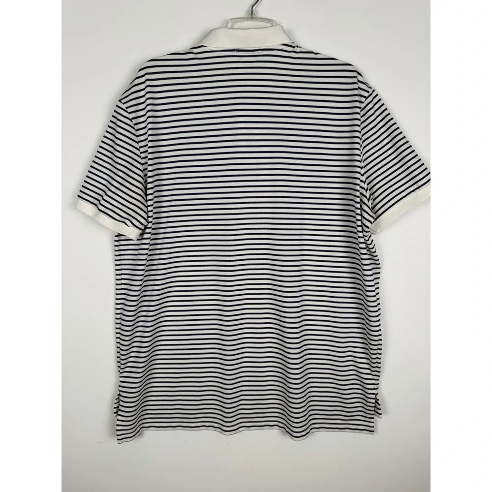 Ralph Lauren Men's Polo‎ Performance, Short Sleeve White/ Navy Stripes SizeXL
